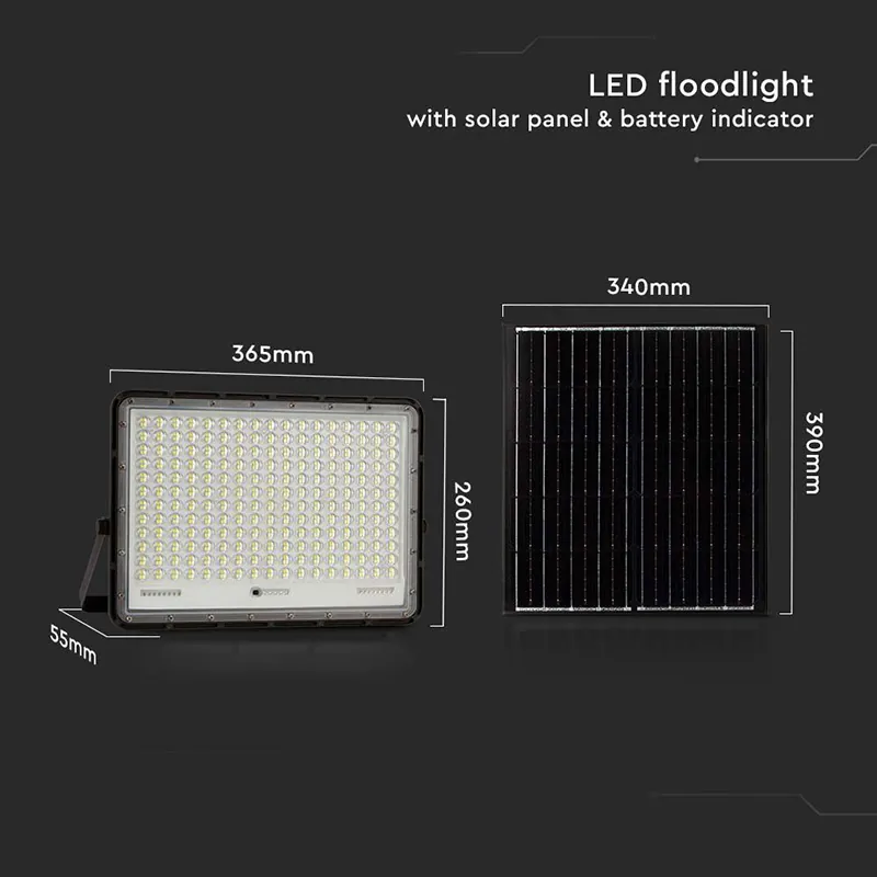 Reflector cu Incarcare Solara 30W 2300LM 6400K - Negru