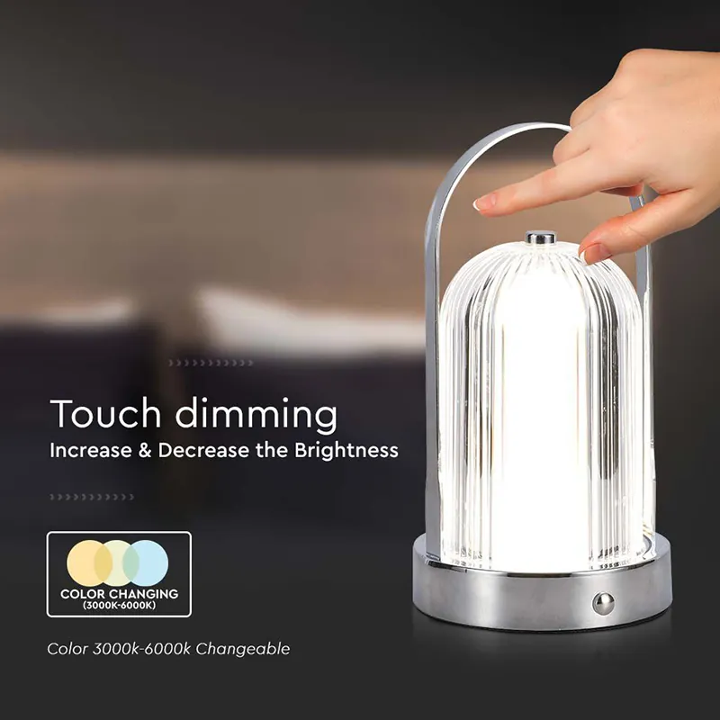 Lampa Birou 3IN1 cu Acumulator 1800MAH - Crome