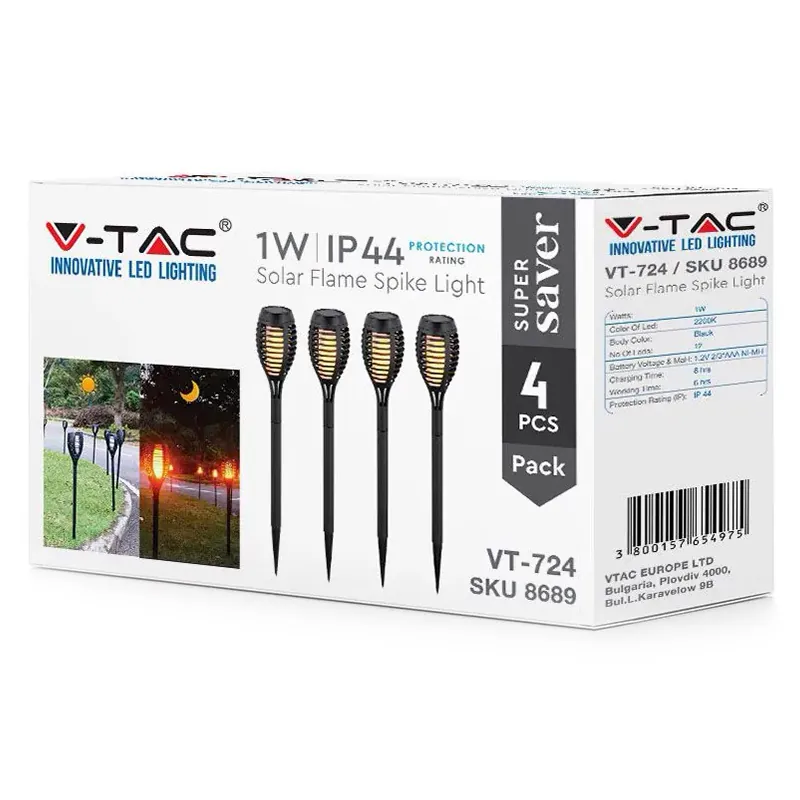 Set 4 Corp Iluminat Gradina IP44 3 in 1 Efect Flacara Incarcare Solara
