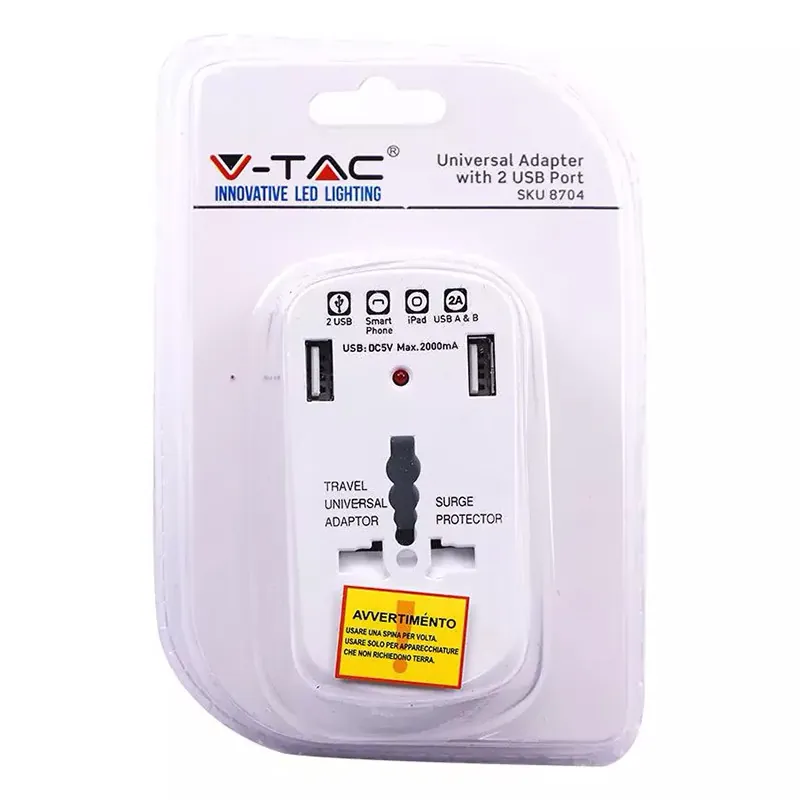 Adaptor Universal Priza (Uk,Us,EU) cu Protectie si 2USB 2.1A