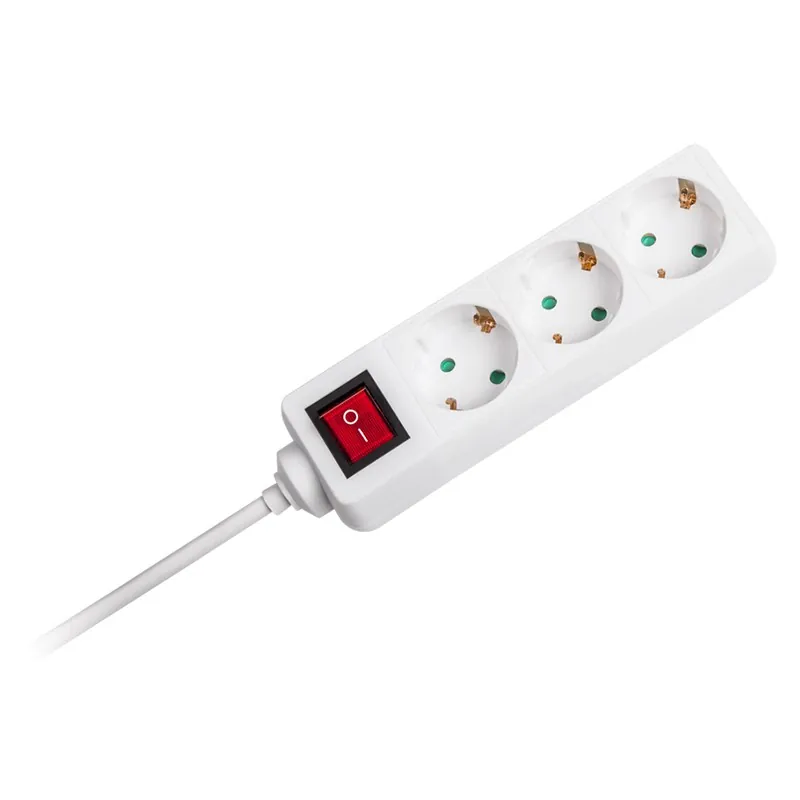 Prelungitor 3 Cai cu Intrerupator 5M( 3G1.5MM2) Alb