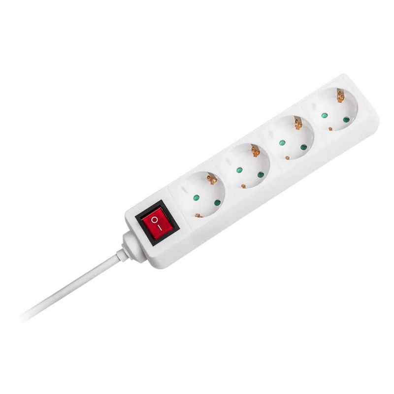 Prelungitor 4 Cai cu Intrerupator 1.5M( 3G1.5MM2) Alb