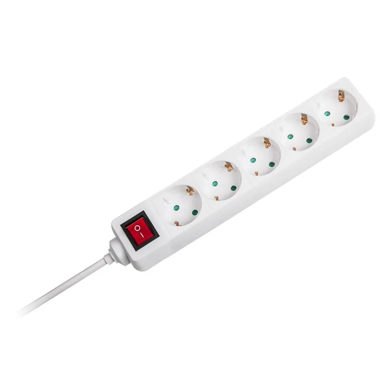 Prelungitor 5 Cai cu Intrerupator 1.5M( 3G1.5MM2) Alb