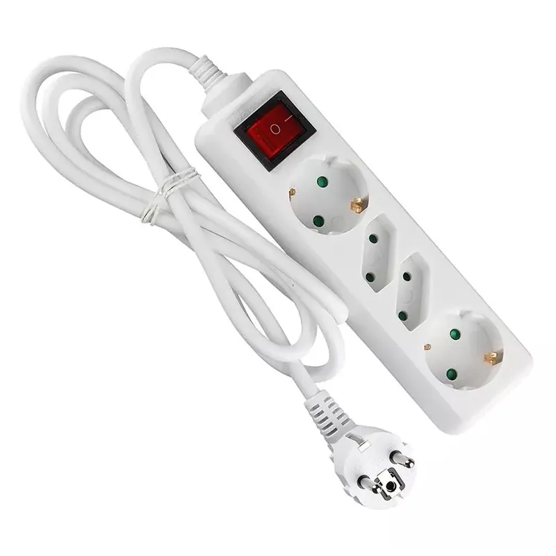 Prelungitor 4 Cai cu Intrerupator 1.5M( 3G1.5MM2) Alb