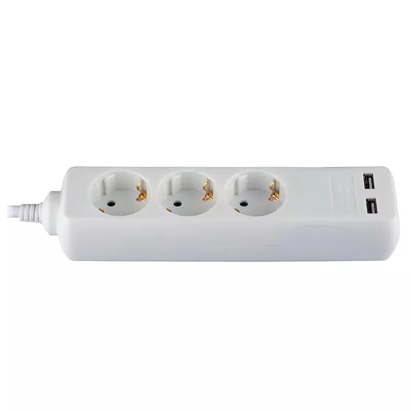 Prelungitor 3 Cai + 2USB 1.5M(3G1.5MM2) Alb
