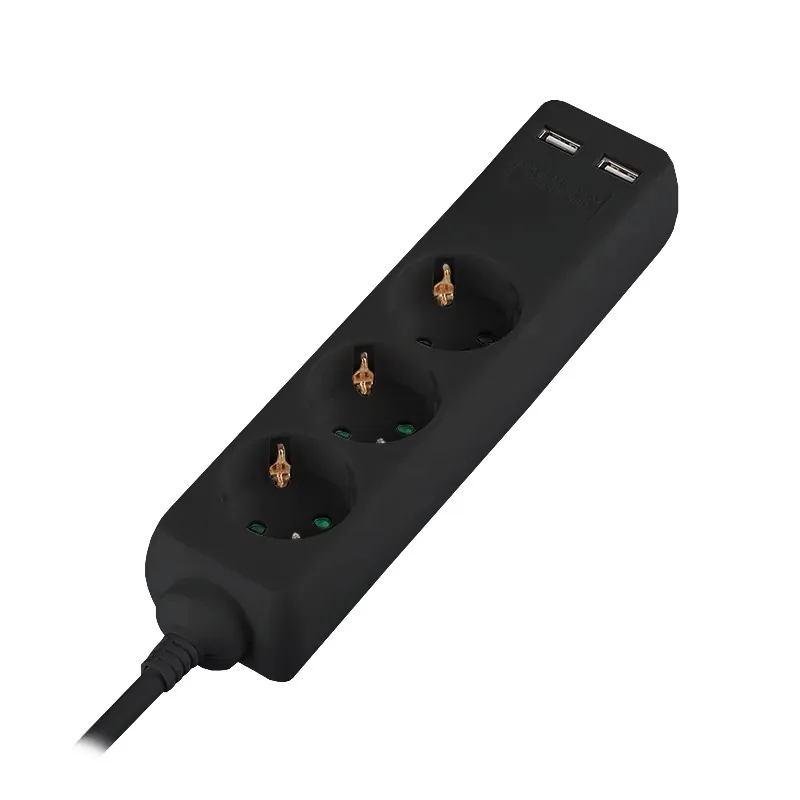 Prelungitor 3 Cai + 2USB 5M(3G1.5MM2) Negru