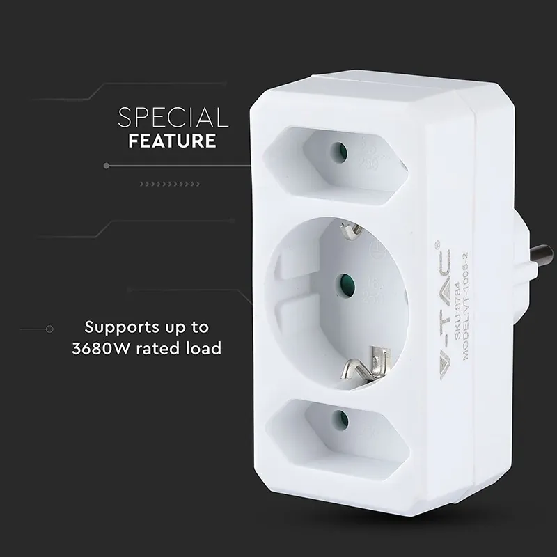 Adaptor 3 Prize 2X2.5A si 1X16A Max 3680W