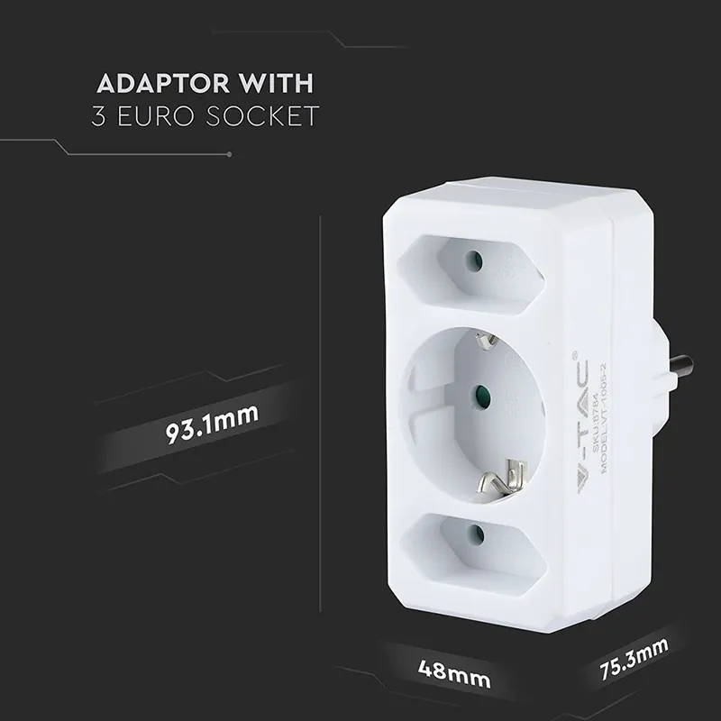 Adaptor 3 Prize 2X2.5A si 1X16A Max 3680W
