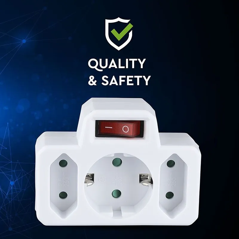 Adaptor 3 Prize cu Intrerupator 2X2.5A si 1X16A Max 3680W