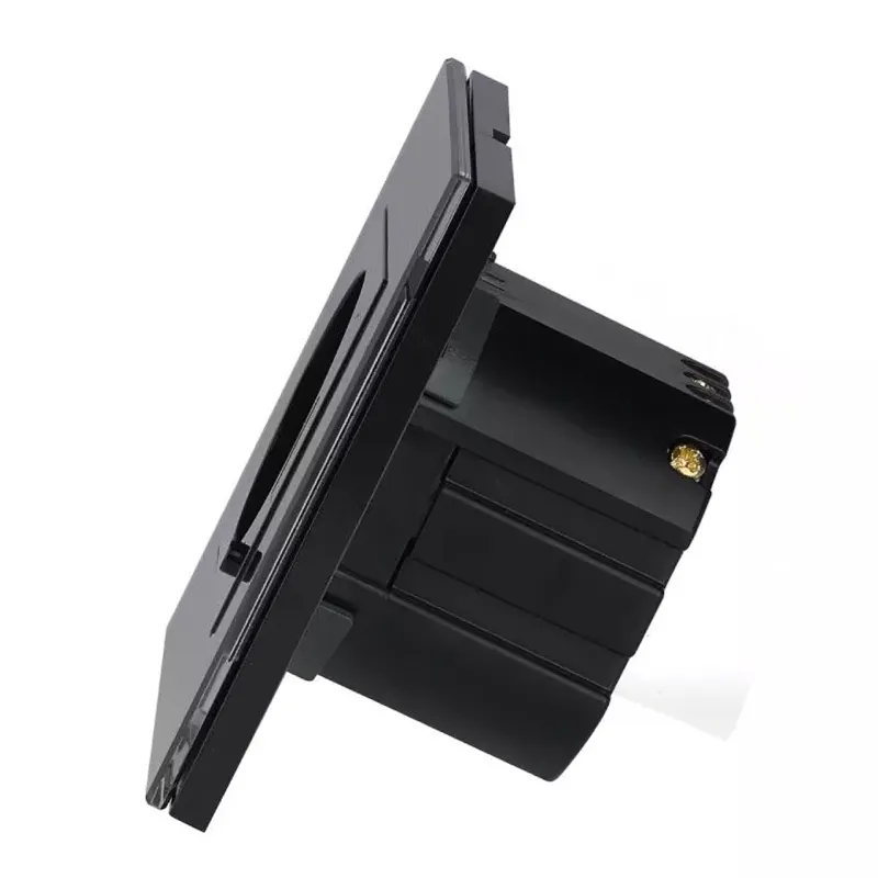 Priza Smart Simpla 16A cu Rama din Sticla , Negru
