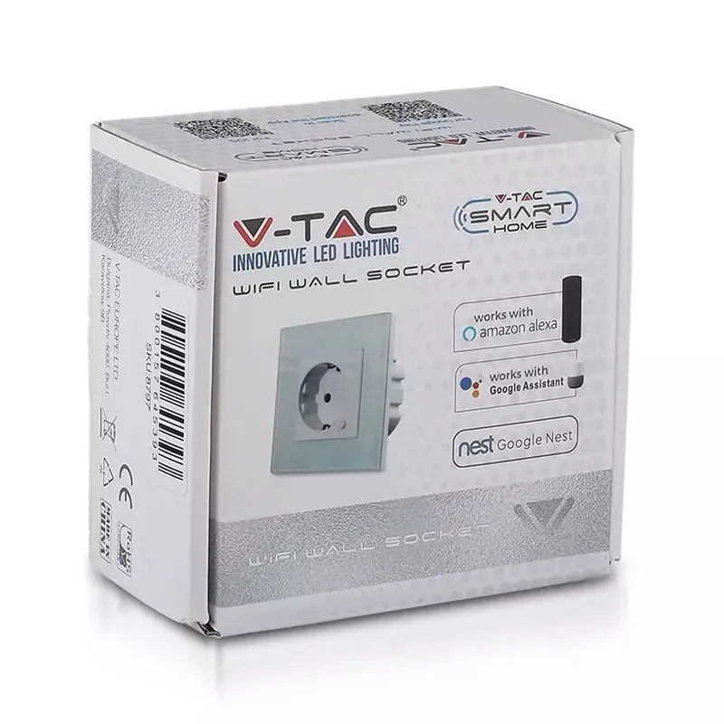 Priza Smart Simpla 16A cu Rama din Sticla , Negru