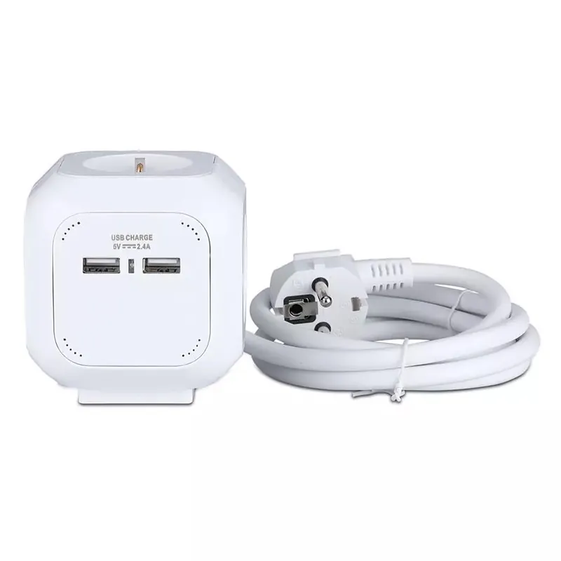 Prelungitor Cubic 3X1.5MM 1.4M 4 Cai 16A + 2 USB 2.1A