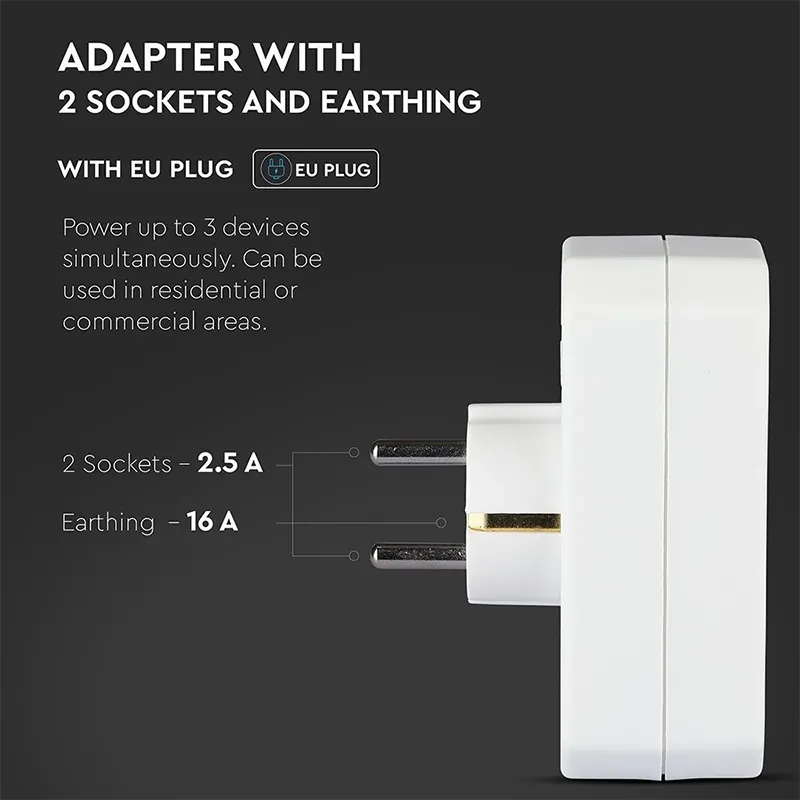 Adaptor 3 Prize 1X16A 2X2.5A Max 3500W