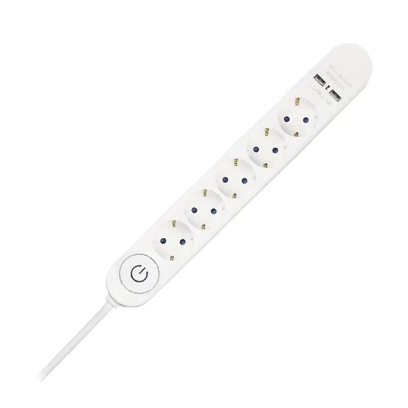 Prelungitor 5 Cai cu Intrerupator + 2USB 3M(3G1.5MM2)