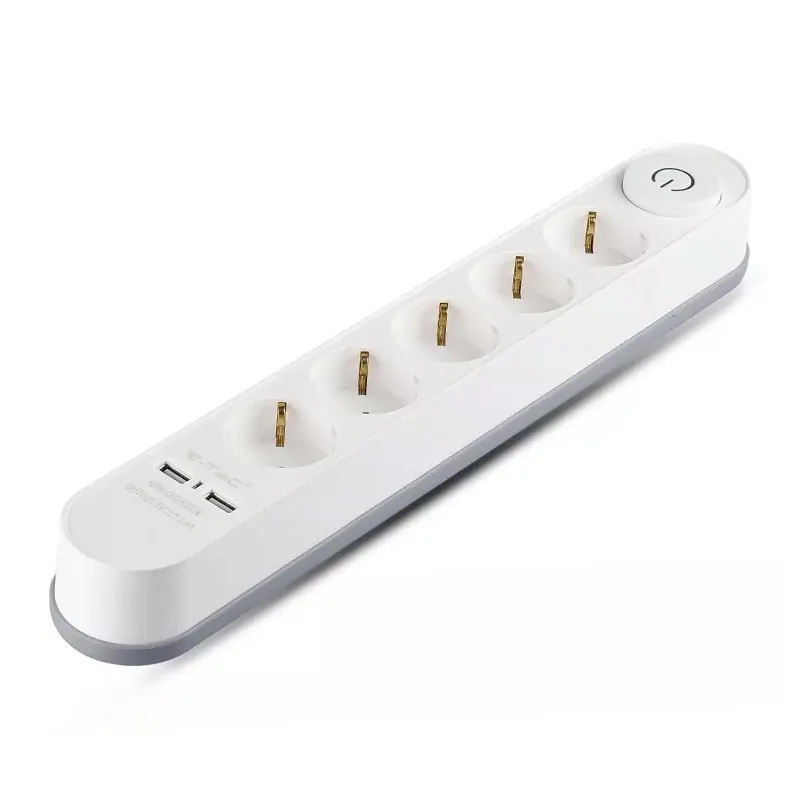 Prelungitor 5 Cai cu Intrerupator + 2USB 3M(3G1.5MM2)