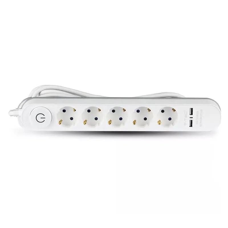 Prelungitor 5 Cai cu Intrerupator + 2USB 3M(3G1.5MM2)
