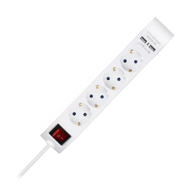 Prelungitor 4 Cai cu Intrerupator + 2USB 1.4M(3G1.5MM2)