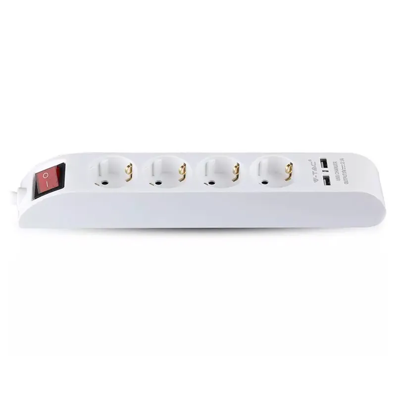 Prelungitor 4 Cai cu Intrerupator + 2USB 1.4M(3G1.5MM2)