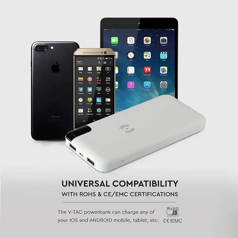 Power Bank 8000MAH Incarcare Wireless - Alb