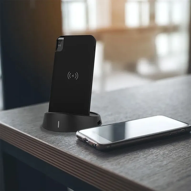 Power Bank 8000MAH Incarcare Wireless Model Stand - Negru