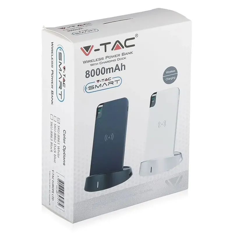 Power Bank 8000MAH Incarcare Wireless Model Stand - Negru