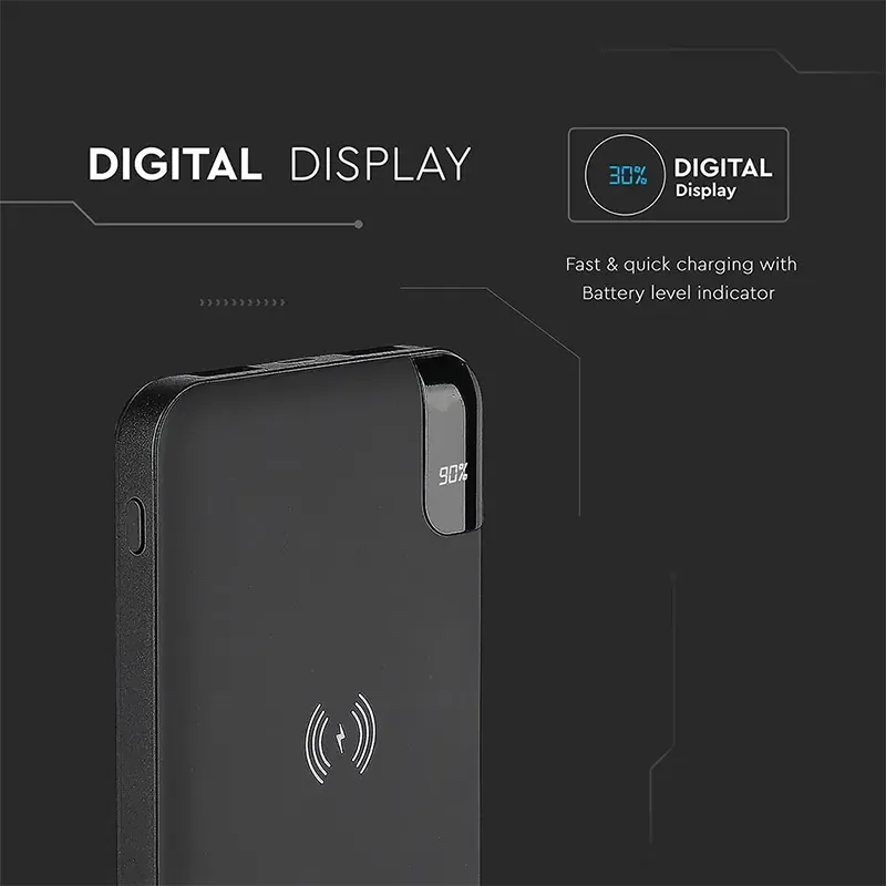 Power Bank 8000MAH Incarcare Wireless Model Stand - Negru