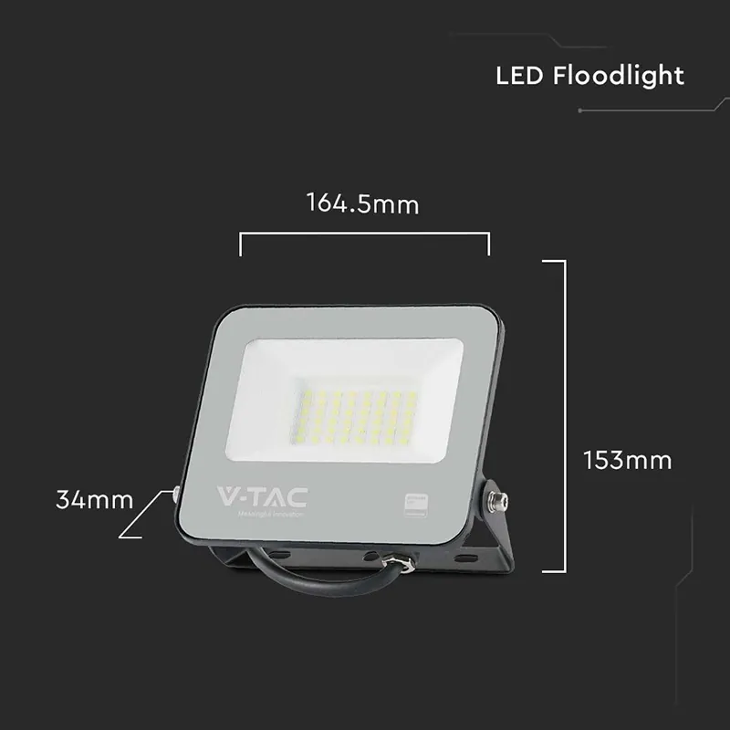 Reflector LED SMD 30W 185LM/W 6500K IP65  Cip Samsung - Negru/Gri