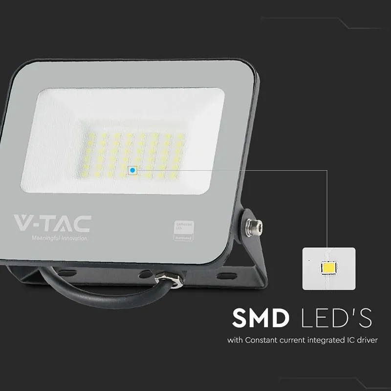 Reflector LED SMD 30W 185LM/W 6500K IP65  Cip Samsung - Negru/Gri