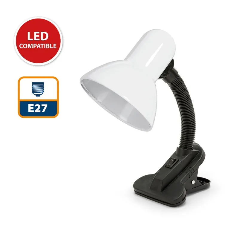 Lampa Birou Soclu E27 Prindere Tip Clema  - Alb/Negru