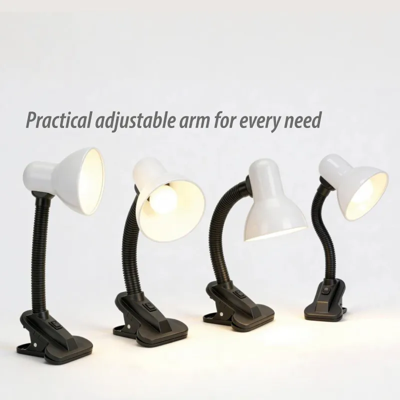 Lampa Birou Soclu E27 Prindere Tip Clema  - Alb/Negru