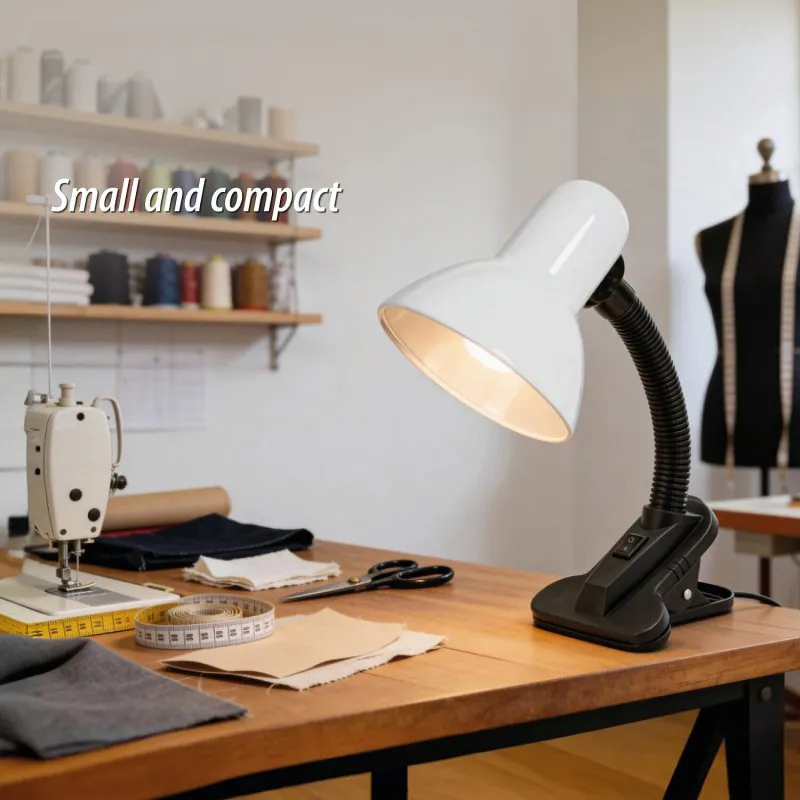 Lampa Birou Soclu E27 Prindere Tip Clema  - Alb/Negru