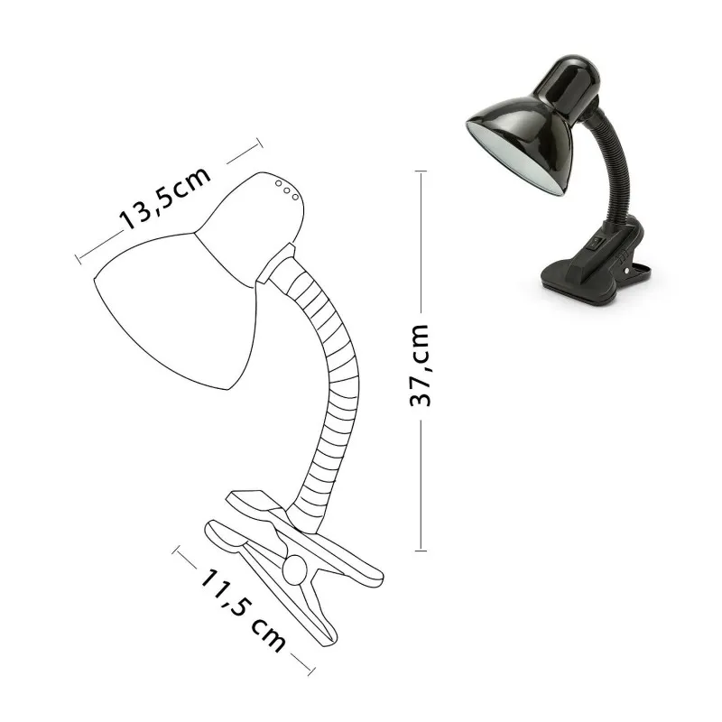 Lampa Birou Soclu E27 Prindere Tip Clema  - Negru