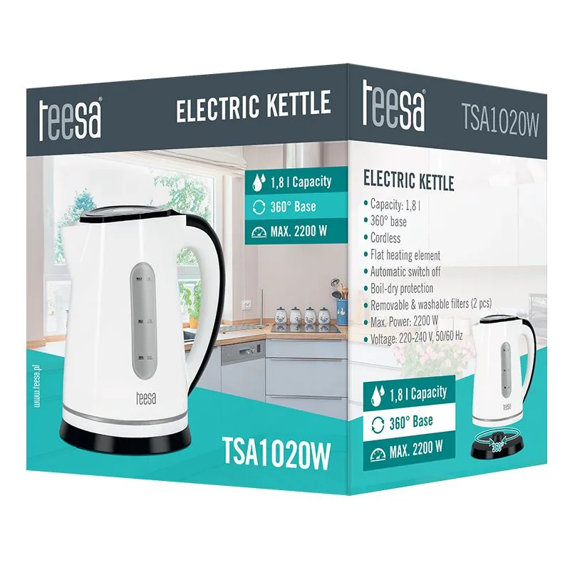 Fierbator Electric Cordless 1.8L Alb Teesa