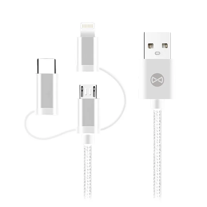 Cablu 3IN1 USB-Lightning-Ucb-C-Micro USB 1M 1.5A - Alb