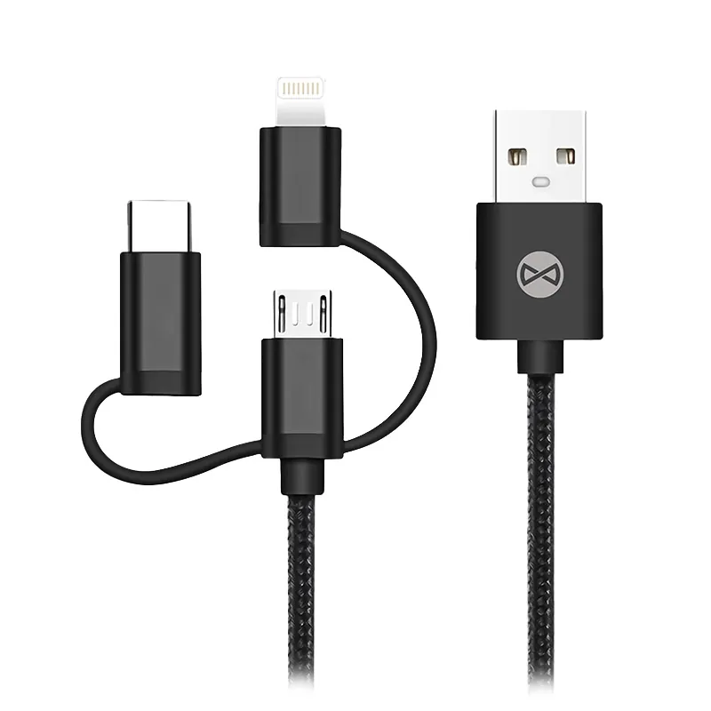 Cablu 3IN1 USB-Lightning-Ucb-C-Micro USB 1M 1.5A - Negru