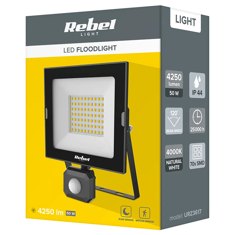 Reflector LED 50W 4000K cu Senzor 230V Rebel