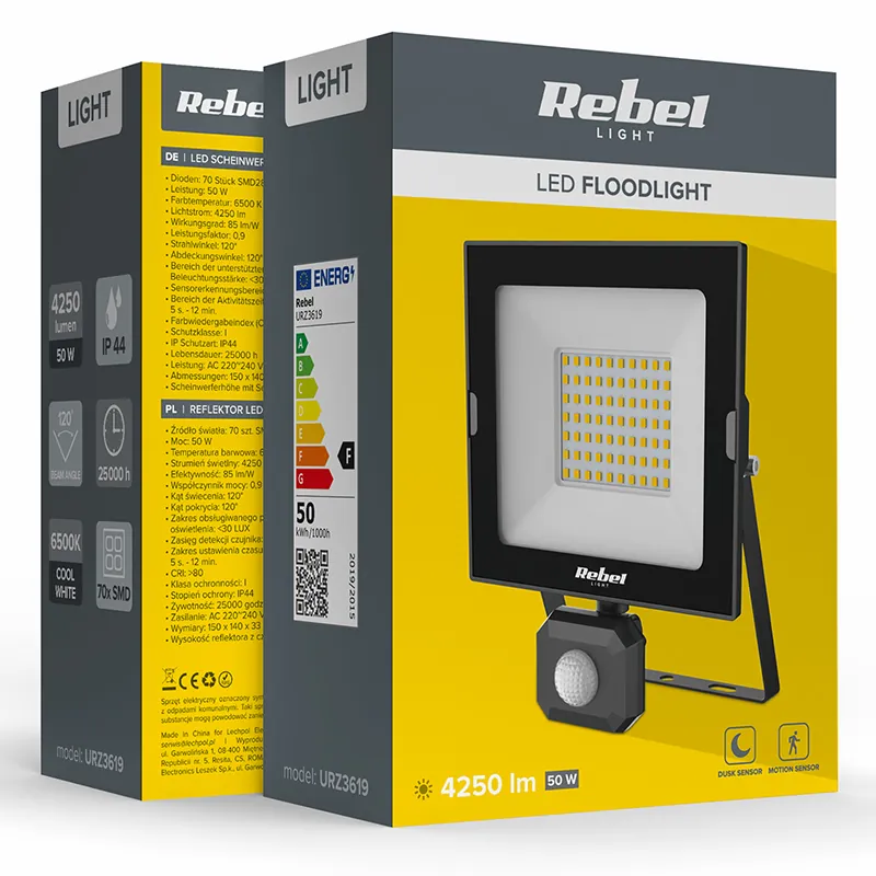 Reflector LED 50W 6500K Senzor Miscare Rebel