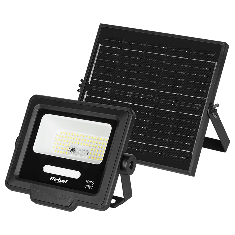 Reflector LED 60W 6800 Panou Solar 6W Telecomanda Rebel