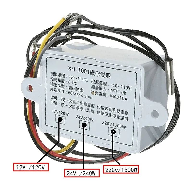 Termostat LCD Temperatura Xh-W3001 230V