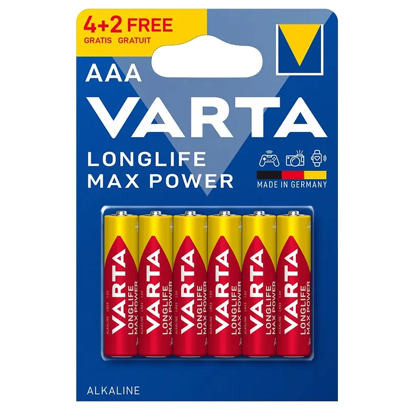 Baterie Alcalina Max Power LR03 Blister 6 Buc Varta