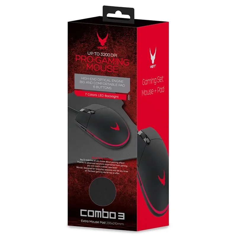 Set Mouse Gaming 3200DPI + Mousepad