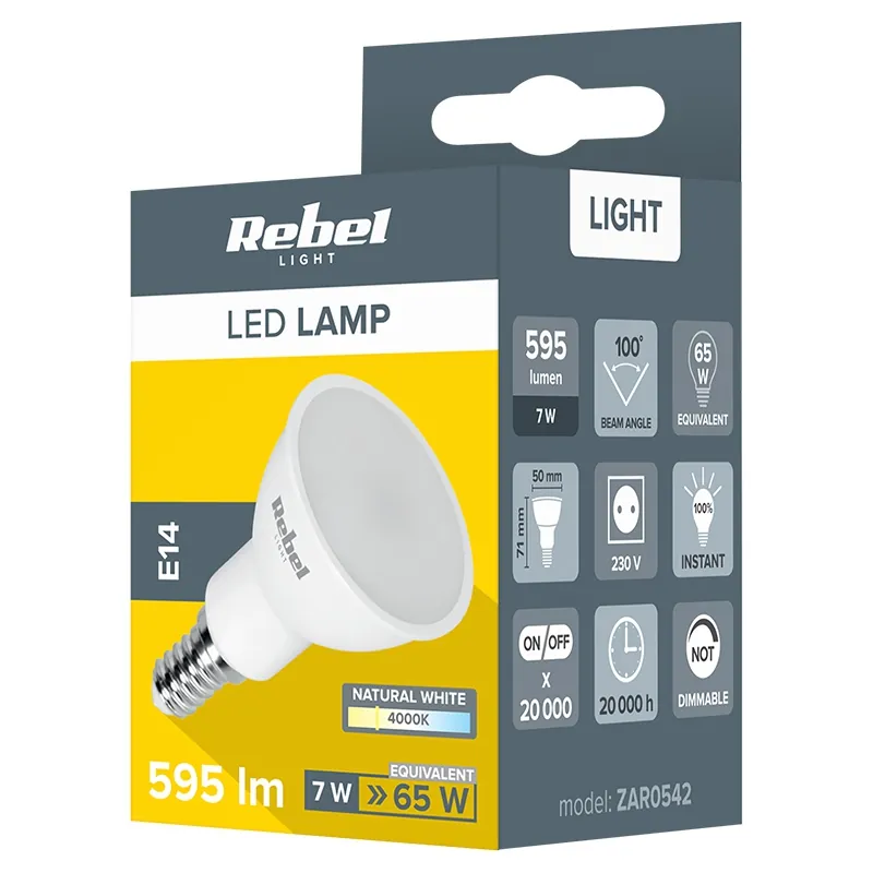 Bec LED 7W E14 4000K 230V Rebel