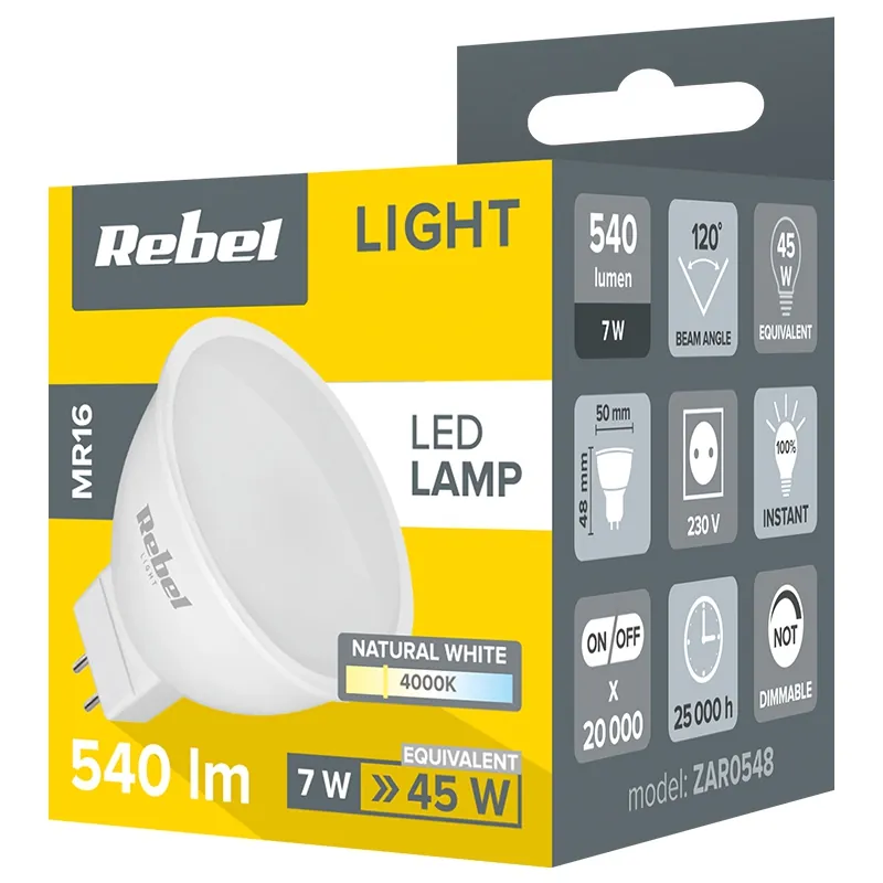 Bec LED 7W MR16 4000K 230V Rebel