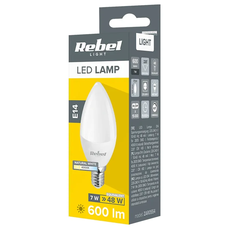 Bec LED E14 7W 4000K 230V Rebel