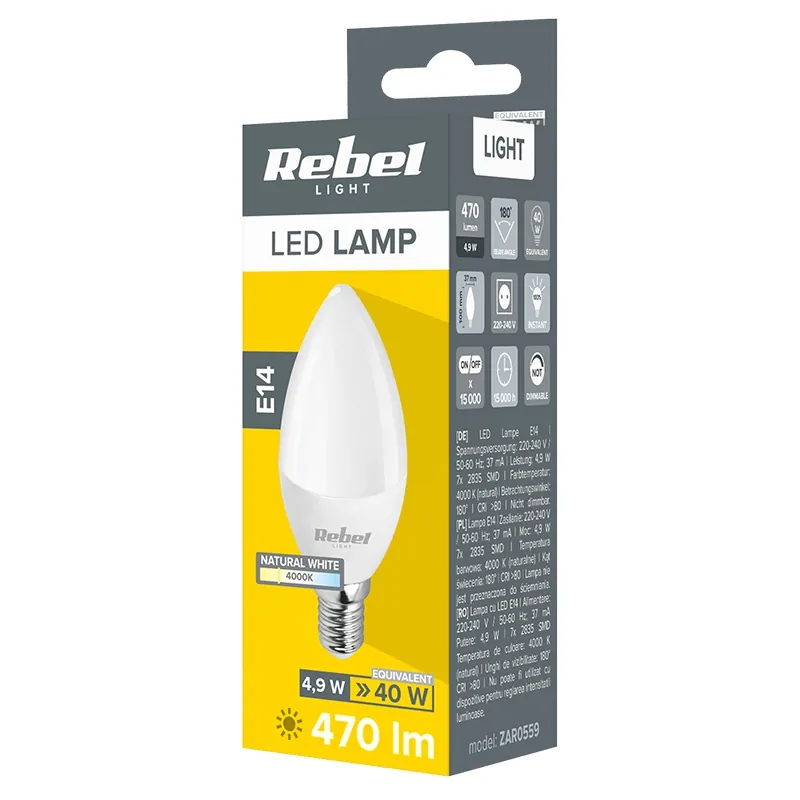Bec LED E14 5W 230V 4000K Rebel