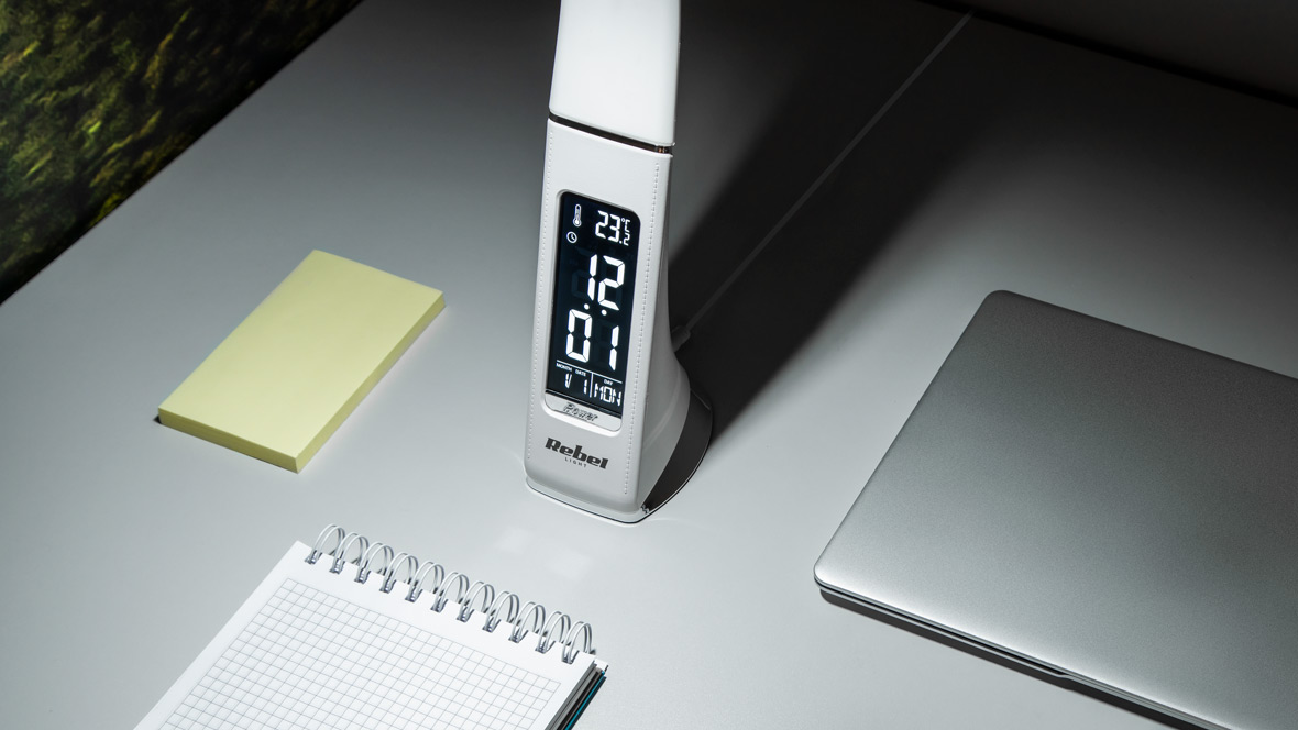 Lampa LED birou cu display Lampa birou alba