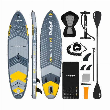 Set placa SUP gonflabila Rebel Active RBA-4507, gri, 335 x 84 x 15 cm