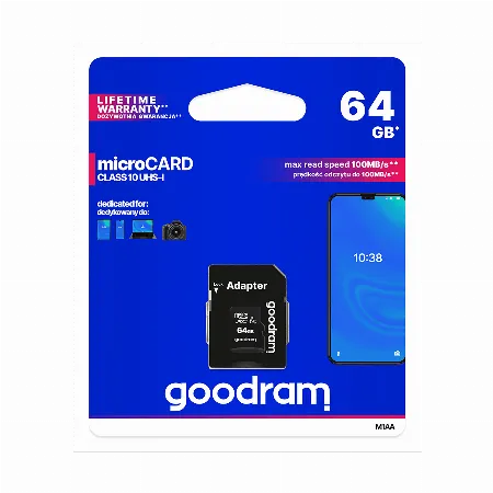 Card de memorie microSD GOODRAM 64 GB clasa 10 UHS-I cu adaptor