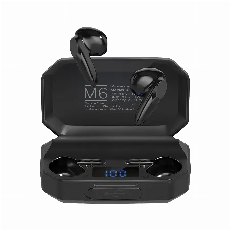 Casti wireless Bluetooth 5.1 Kruger&Matz M6 cu etui power bank, negru