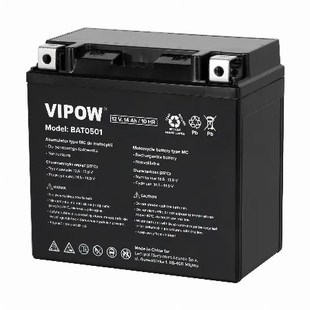 Acumulator moto 12 V 14 Ah tip MC Vipow BAT0501